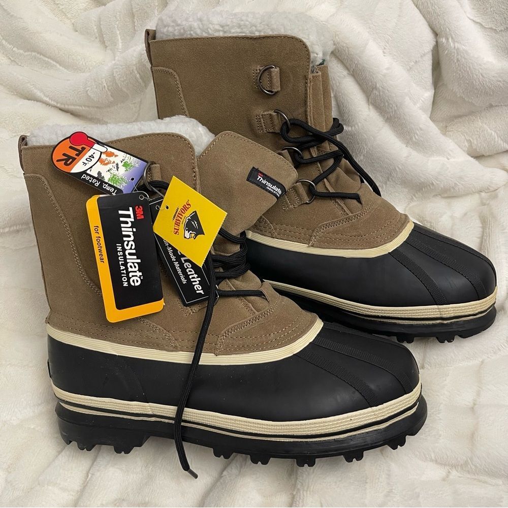 3M Thinsulate Brown and Black Men's Waterproof Winter Boots